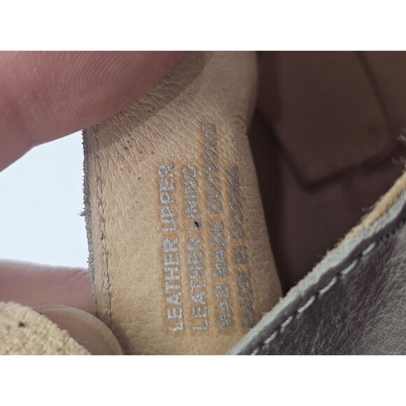 MIZ MOOZ Women's 39 / 8.5 Gray Leather Peep Toe Booties Sandals Heels Studded - Picture 6 of 7